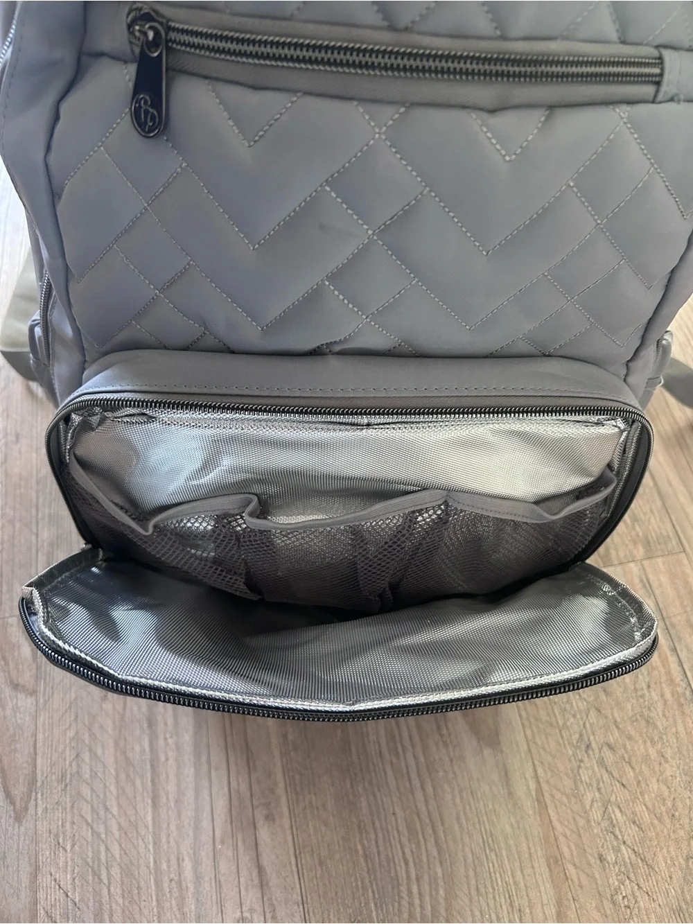 Fisher-Price Quilted Gray Baby Diaper Backpack - Picture 5 of 8